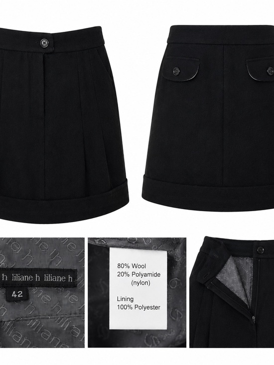 Dresses & Skirts - Liliane H Black Wool Blend Skirt Size 42 (M/L) | Fully Lined | Made in 🇨🇦